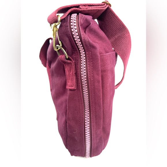 Lands End Vintage Y2K Burgundy Maroon Waxed Canvas Laptop Briefcase Bag Business - Picture 6 of 11